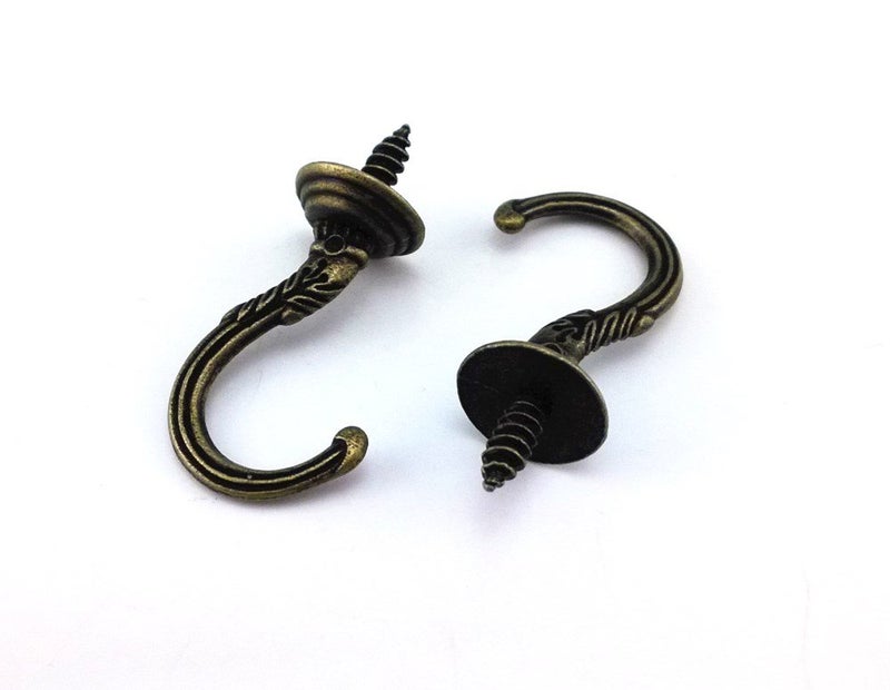 yueton 20pcs Vintage Carving Screw-in Wall Ceiling Hooks Cup Hooks Hanger 1/2inch Open Mouth - Image 2